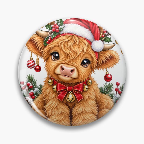 Item preview, Christmas Highland Calf with Reindeer Antlers designed and sold by skyartdesign.