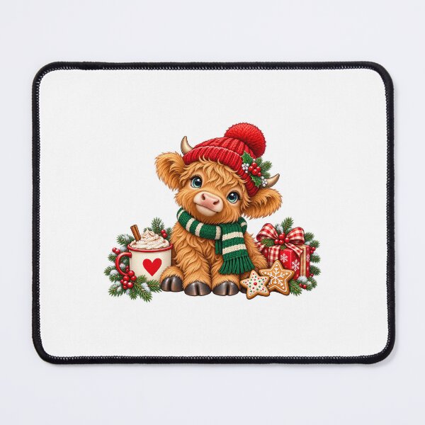 Item preview, Cozy Christmas Highland Calf with Cocoa designed and sold by skyartdesign.