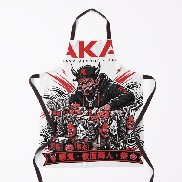 Item preview, AKAI Oni Mask Seller - Japanese Halloween Yokai Streetwear designed and sold by Tsuiho_art.