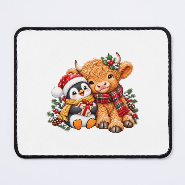 Item preview, Christmas Highland Calf and Penguin Friends designed and sold by skyartdesign.