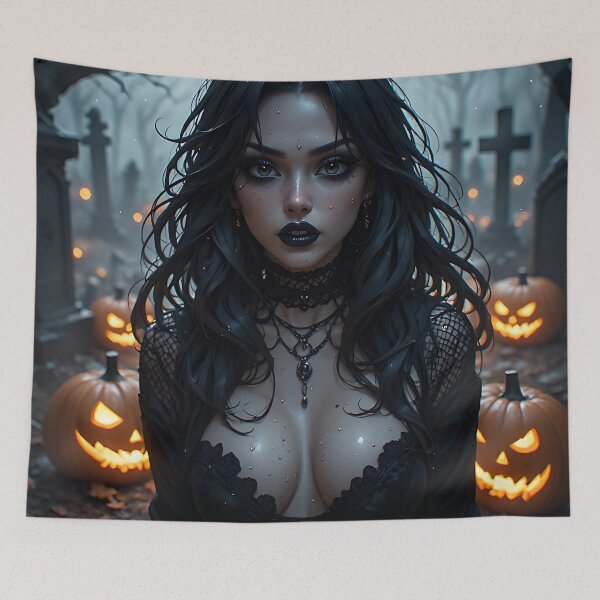 Item preview, Hot Halloween Anime Babe Goth Mommy Waifu Woman designed and sold by Your New Fixation.