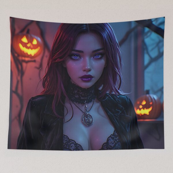 Item preview, Hot Halloween Anime Babe Goth Mommy Waifu Woman designed and sold by Your New Fixation.