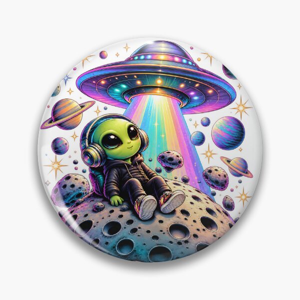 Item preview, Chill Alien Under a Rainbow UFO designed and sold by TinyWeird.