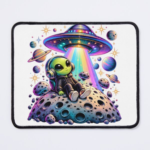 Item preview, Chill Alien Under a Rainbow UFO designed and sold by TinyWeird.