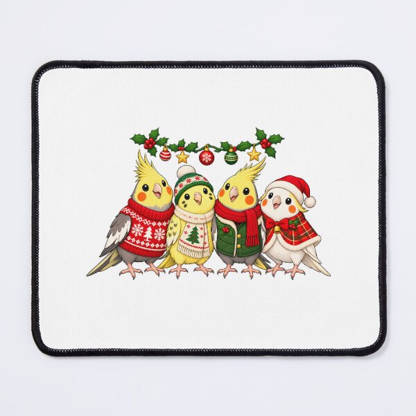 Item preview, Four Festive Pet Birds in Christmas Sweaters designed and sold by skyartdesign.
