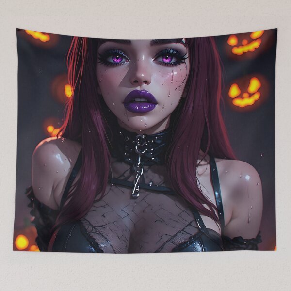 Item preview, Hot Halloween Anime Babe Goth Mommy Waifu Woman designed and sold by Your New Fixation.