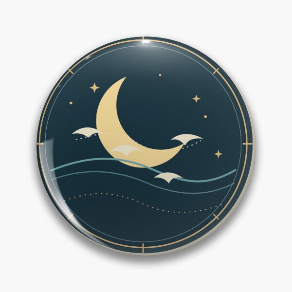 Item preview, Nocturnal Bird Migration Crescent Moon Emblem designed and sold by -Inkspire Studio-.