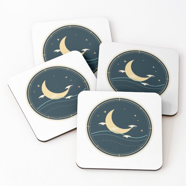 Item preview, Nocturnal Bird Migration Crescent Moon Emblem designed and sold by -Inkspire Studio-.