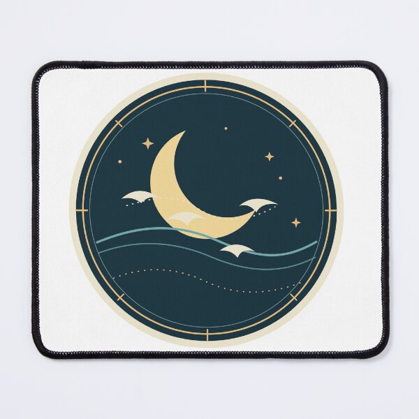 Item preview, Nocturnal Bird Migration Crescent Moon Emblem designed and sold by -Inkspire Studio-.