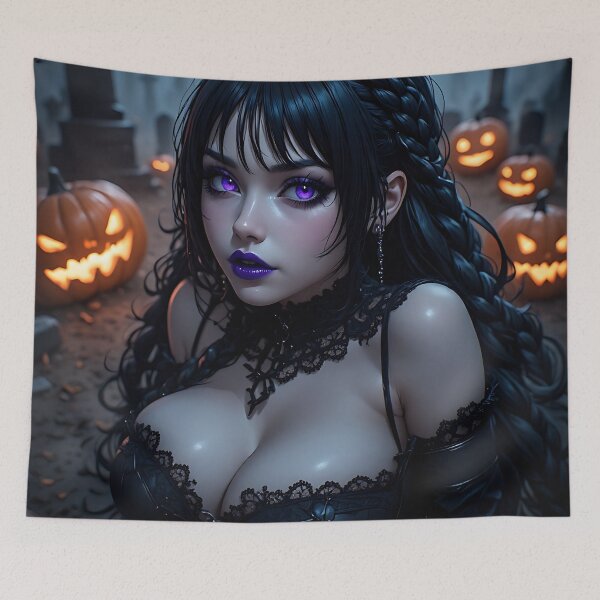 Item preview, Hot Halloween Anime Babe Goth Mommy Waifu Woman designed and sold by Your New Fixation.