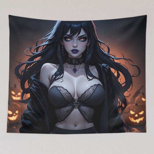 Item preview, Hot Halloween Anime Babe Goth Mommy Waifu Woman designed and sold by Your New Fixation.