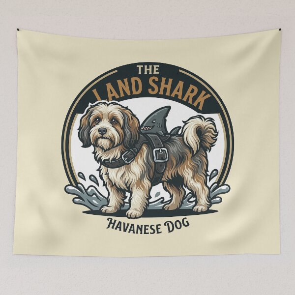 Item preview, The Land Shark – Havanese Dog Design designed and sold by Vin Zzep.
