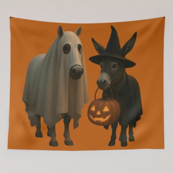 Item preview, Halloween Duo: Ghost Horse & Witch Donkey designed and sold by Catfcreations.
