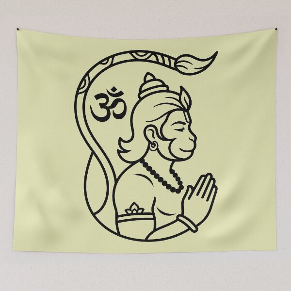 Item preview, Lord Hanuman Devotional Line Art designed and sold by hutofdesigns.