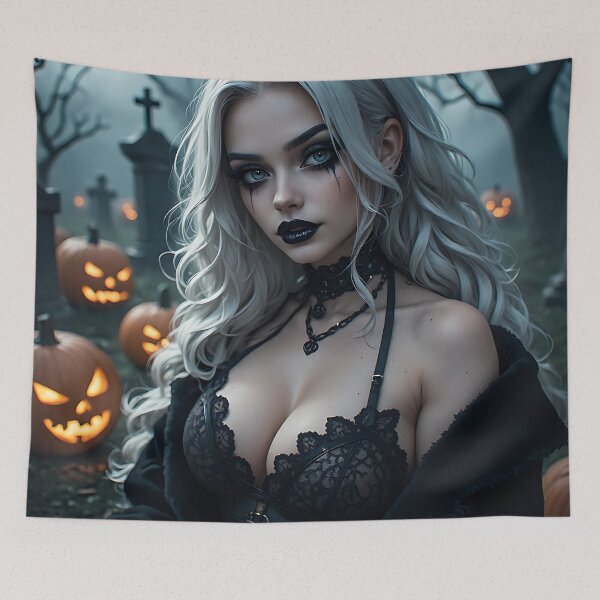 Item preview, Hot Halloween Anime Babe Goth Mommy Waifu Woman designed and sold by Your New Fixation.
