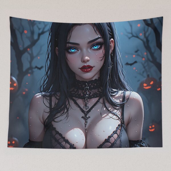 Item preview, Hot Halloween Anime Babe Goth Mommy Waifu Woman designed and sold by Your New Fixation.