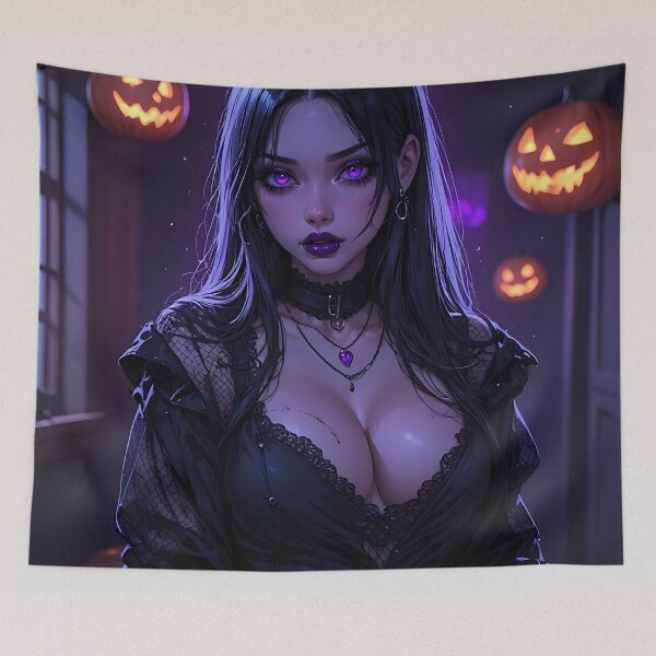 Item preview, Hot Halloween Anime Babe Goth Mommy Waifu Woman designed and sold by Your New Fixation.