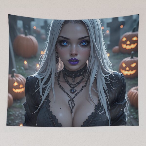 Item preview, Hot Halloween Anime Babe Goth Mommy Waifu Woman designed and sold by Your New Fixation.