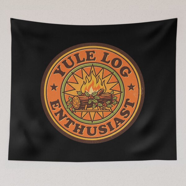 Item preview, Yule Log Enthusiast — Retro Winter Solstice Badge designed and sold by TheCalmEdit.