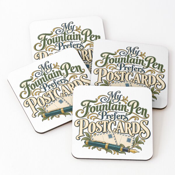 Item preview, Fountain Pen Prefers Postcards Decorative Type designed and sold by Bikivuno.