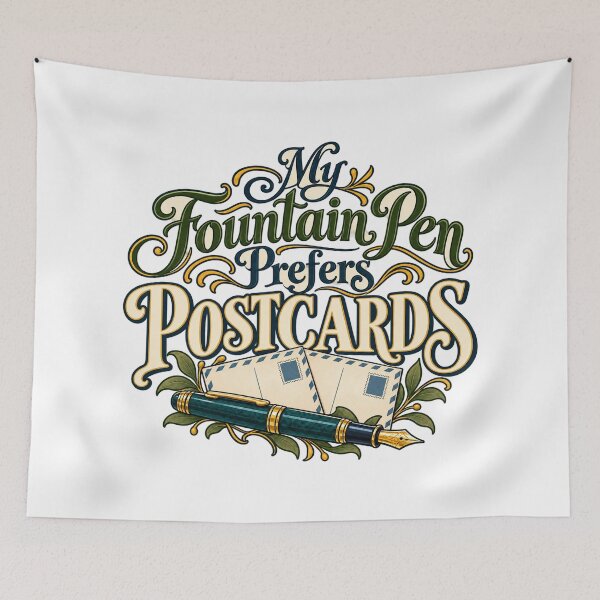 Item preview, Fountain Pen Prefers Postcards Decorative Type designed and sold by Bikivuno.