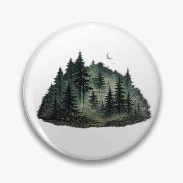 Item preview, Misty Moonlit Forest Pine Trees Dark Woodland Gothic Nature Art Design designed and sold by inkoutninja.