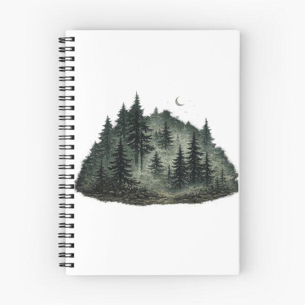 Item preview, Misty Moonlit Forest Pine Trees Dark Woodland Gothic Nature Art Design designed and sold by inkoutninja.