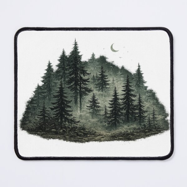 Item preview, Misty Moonlit Forest Pine Trees Dark Woodland Gothic Nature Art Design designed and sold by inkoutninja.