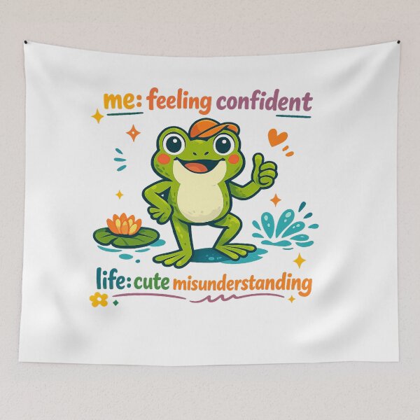 Item preview, Feeling Confident Cute Misunderstanding Funny Frog Relatable Humor Art designed and sold by inkoutninja.