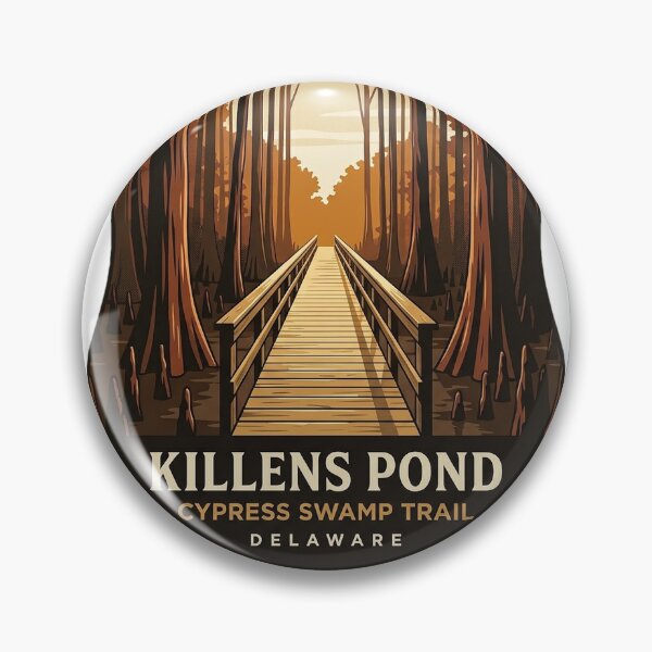 Item preview, Killens Pond State Park Cypress Swamp Trail Boardwalk Heraldic Shield Sticker designed and sold by DetourDgn.