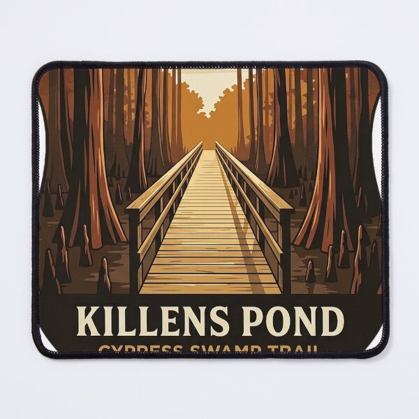 Item preview, Killens Pond State Park Cypress Swamp Trail Boardwalk Heraldic Shield Sticker designed and sold by DetourDgn.