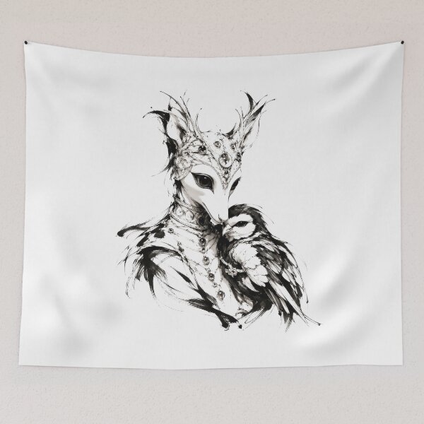Item preview, Mystical Fox and Bird Ink Portrait designed and sold by GorinART.