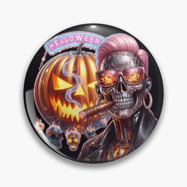Item preview, Halloween Cyborg Skeleton Cigar Pumpkin Sunglasses designed and sold by Voodoo Store Paranormal Collections.