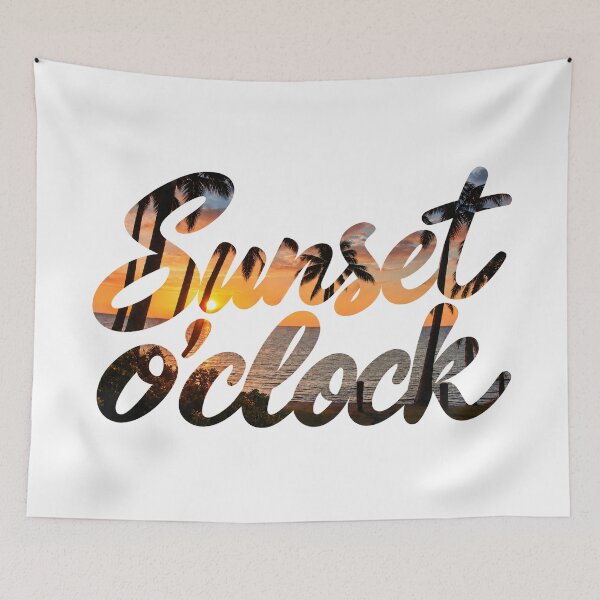 Item preview, Sunset O'Clock - Tropical Palm Tree Typography Design designed and sold by IsleAmore.