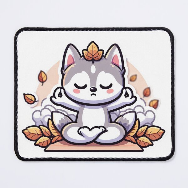Item preview, Cute Husky Autumn Meditation Sticker-Kawaii Dog Yoga Fall Leaves Cozy  designed and sold by carestazafeli.