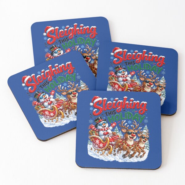 Item preview, Sleighing This Holiday – Funny Snowman and Reindeer Christmas Art designed and sold by Evelashop.