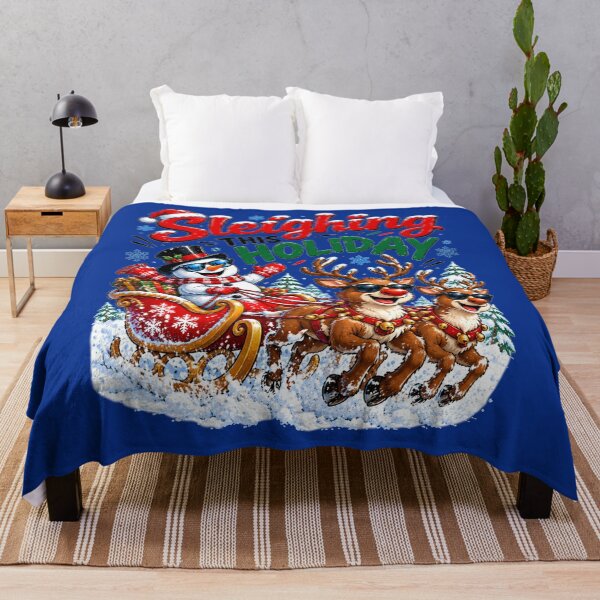 Item preview, Sleighing This Holiday – Funny Snowman and Reindeer Christmas Art designed and sold by Evelashop.