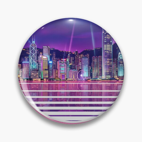 Item preview, Hong Kong Synthwave Neon Skyline Sunset designed and sold by jainaspp.