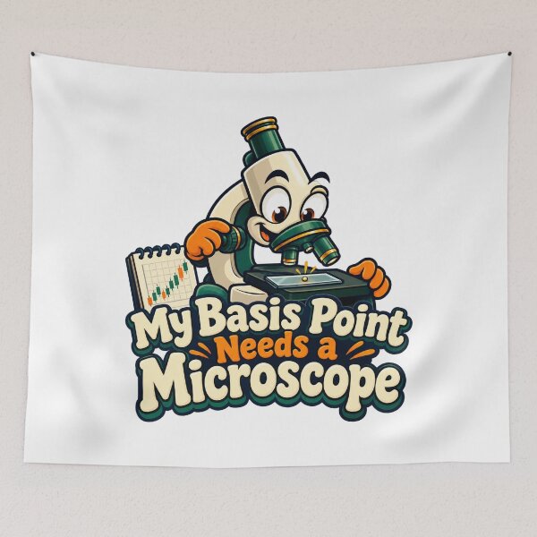 Item preview, Basis Point Microscope Funny Financial Cartoon designed and sold by Bikivuno.