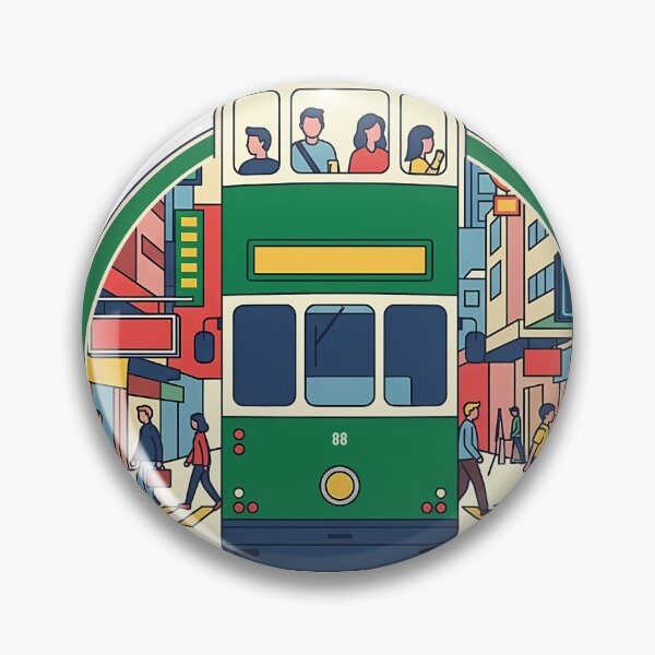 Item preview, Ding Ding Hong Kong Green Tram Badge designed and sold by jainaspp.