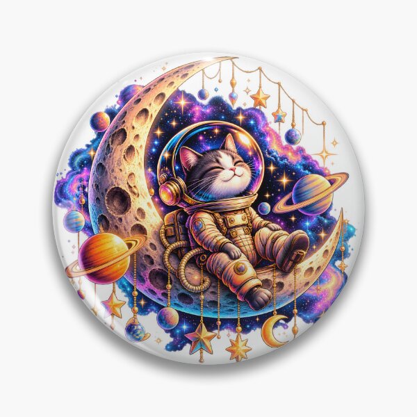 Item preview, Cosmic Cat on Crescent Moon designed and sold by TinyWeird.