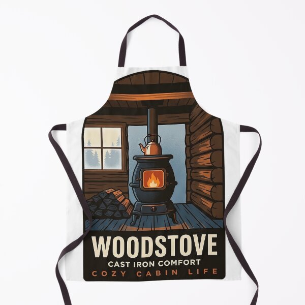 Item preview, Woodstove Cozy Cabin Cast Iron Sticker - Vintage WPA Badge designed and sold by DetourDgn.