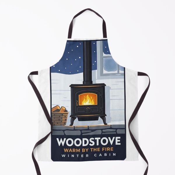 Item preview, Woodstove Winter Cabin Sticker - Retro Travel Poster Style designed and sold by DetourDgn.