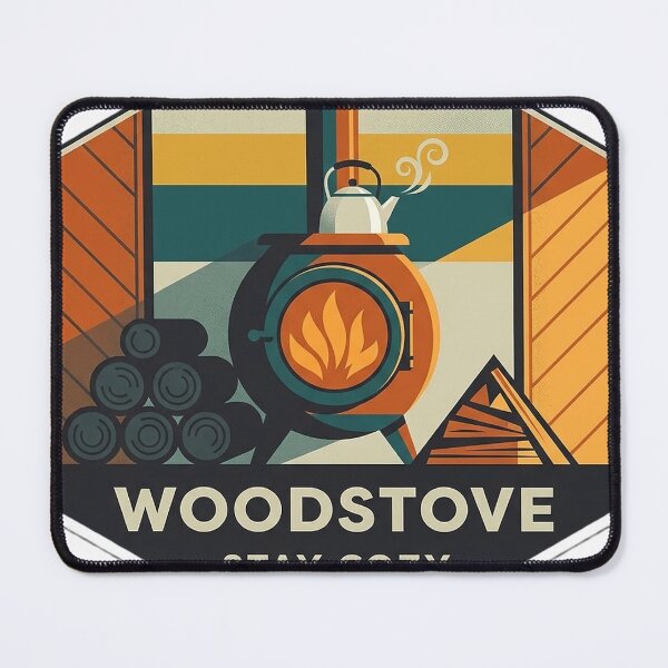 Item preview, Woodstove Stay Cozy Geometric Badge Sticker - Modern Retro Cabin designed and sold by DetourDgn.
