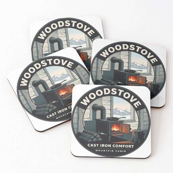 Item preview, Woodstove Mountain Cabin Circle Badge Sticker - Cast Iron Comfort designed and sold by DetourDgn.