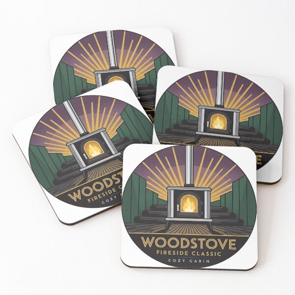 Item preview, Woodstove Fireside Classic Art Deco Sticker - Oval Cabin Emblem designed and sold by DetourDgn.