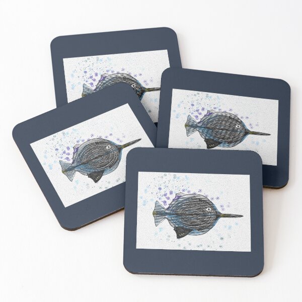 Item preview, Abstract Fish Modern Illustration – Minimalist Blue Sea Art designed and sold by NB-Artmagic.