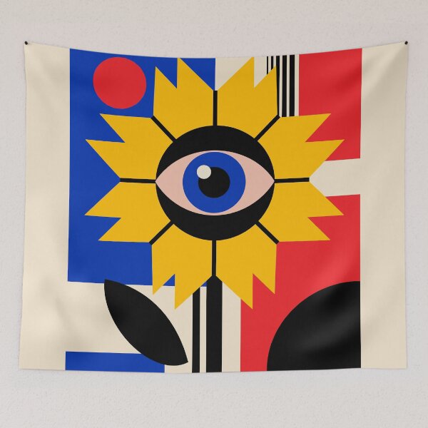 Item preview, All-Seeing Sunflower — Bauhaus Surreal Eye Flower Art designed and sold by RamyGallery.