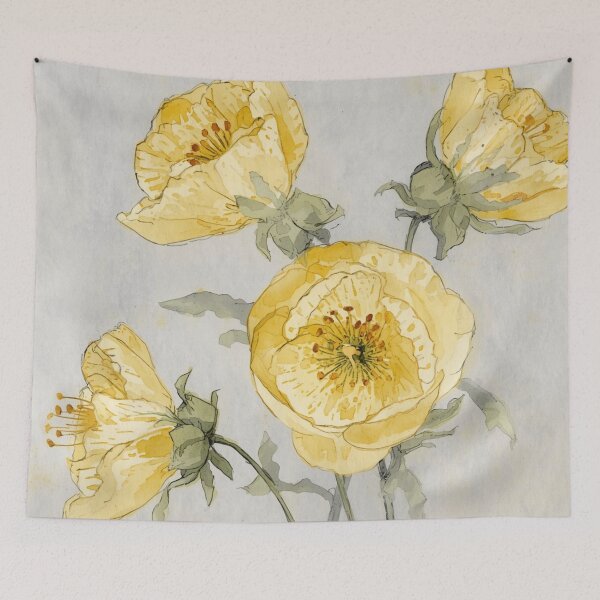 Item preview, Yellow Gray Flower Drawing designed and sold by SeaStarAlex.