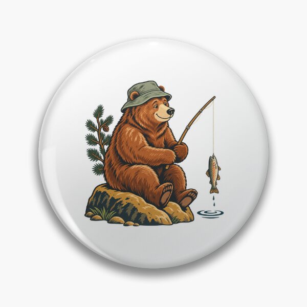 Item preview, Fishing Bear with Trout - Vintage Outdoor Animal designed and sold by cybersilverhand.